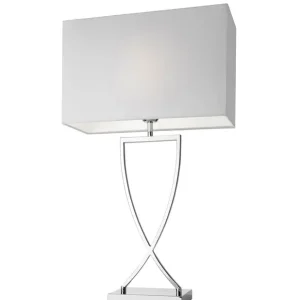Weiße Textil-Tischlampe aus verchromtem Metall 69 cm TOULOUSE Villeroy & Boch Neu Im Sortiment