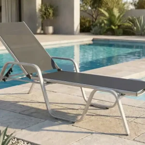 Echt KETTLER BasicPlus Stapelliege, silber/anthrazit, Alu/Textilene, 202 x 70 x 37,5cm, 0301214-0000