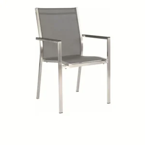 STERN Cardiff Stapelsessel, silbergrau, Edelstahl/Textil/Aluminiumarmlehnen, 61x57x92 cm, stapelbar Wochenendangebot