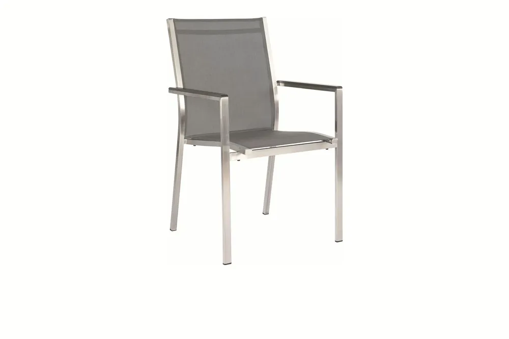 STERN Cardiff Stapelsessel, silbergrau, Edelstahl/Textil/Aluminiumarmlehnen, 61x57x92 cm, stapelbar Wochenendangebot