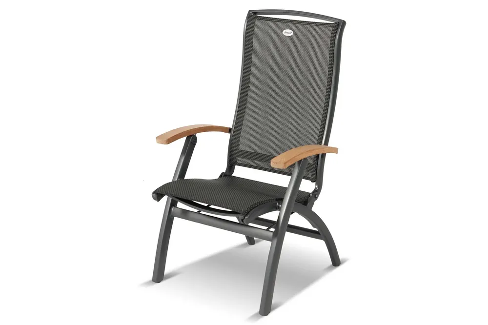 Bestseller HARTMAN Da Vinci Klappstuhl, xerix/anthrazit, Alu/Textilene, mit Teak-Armlehnen