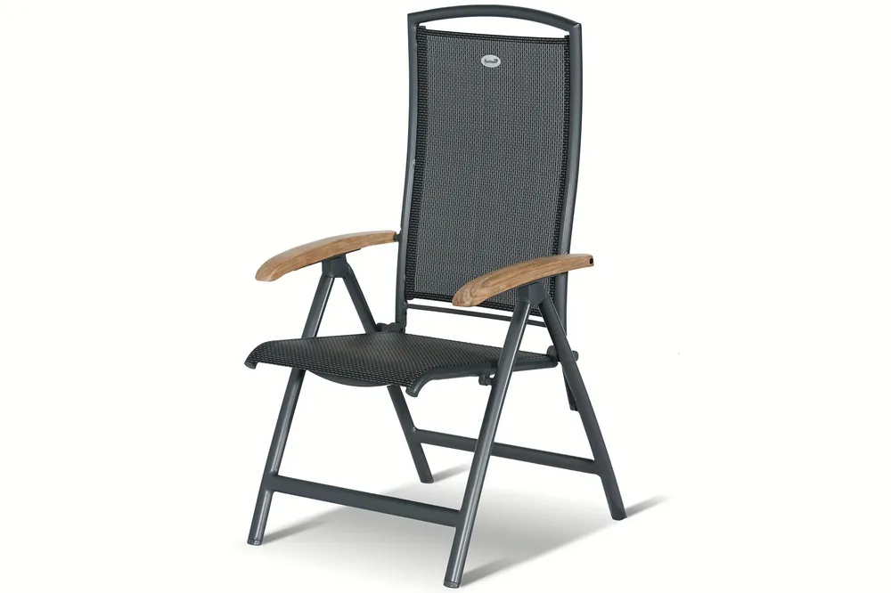 Preiswert HARTMAN Raffaelo Klappstuhl, xerix/anthrazit, Alu/Textilene, mit Teak-Armlehnen