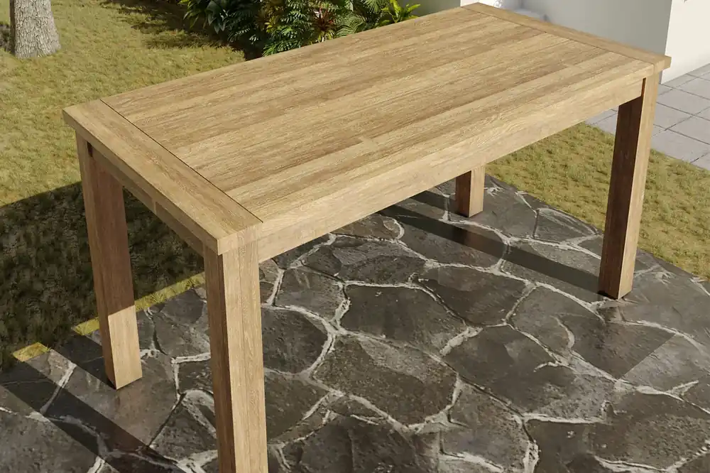 Neu OUTFLEXX Esstisch, natur, recyceltes SLVK-Teakholz, Plattenstärke 30 mm, 200 x 100 x 77 cm
