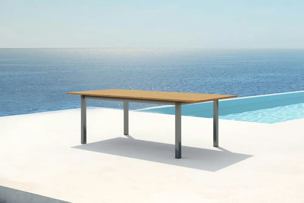 OUTFLEXX Ausziehtisch, Teakholz/Edelstahl, Plattenstärke 25mm, 180/240x100cm, FSC®-zertifiziertes Produkt Garantierte Lieferung