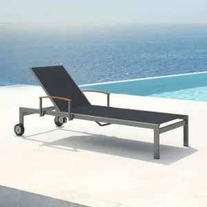 Sonderaktion OUTFLEXX Rollliege, schwarz, Edelstahl/Textilene, mit Gasfeder, 195,5x74x35cm