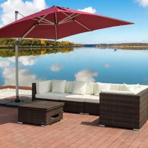 Aktuell OUTFLEXX Gartenlounge, 5 Pers, braun marmoriert, Polyrattan, wasserfeste Kissenbox, inkl. Loungetisch