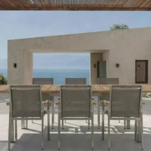 STERN Cardiff Garten-Essgruppe, taupe/grau, Edelstahl/Textil, 162/220 x 90 cm, 6 Pers., Teakholz Preisreduziert