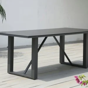 Abverkauf OUTFLEXX Esstisch, anthrazit, Aluminium, Glaskeramik, 200x90 cm