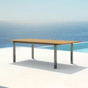 Abverkauf B-Ware: OUTFLEXX Ausziehtisch, Teakholz/Edelstahl, Plattenstärke 25mm, 180/240x100cm, FSC®-zertifiziertes Produkt