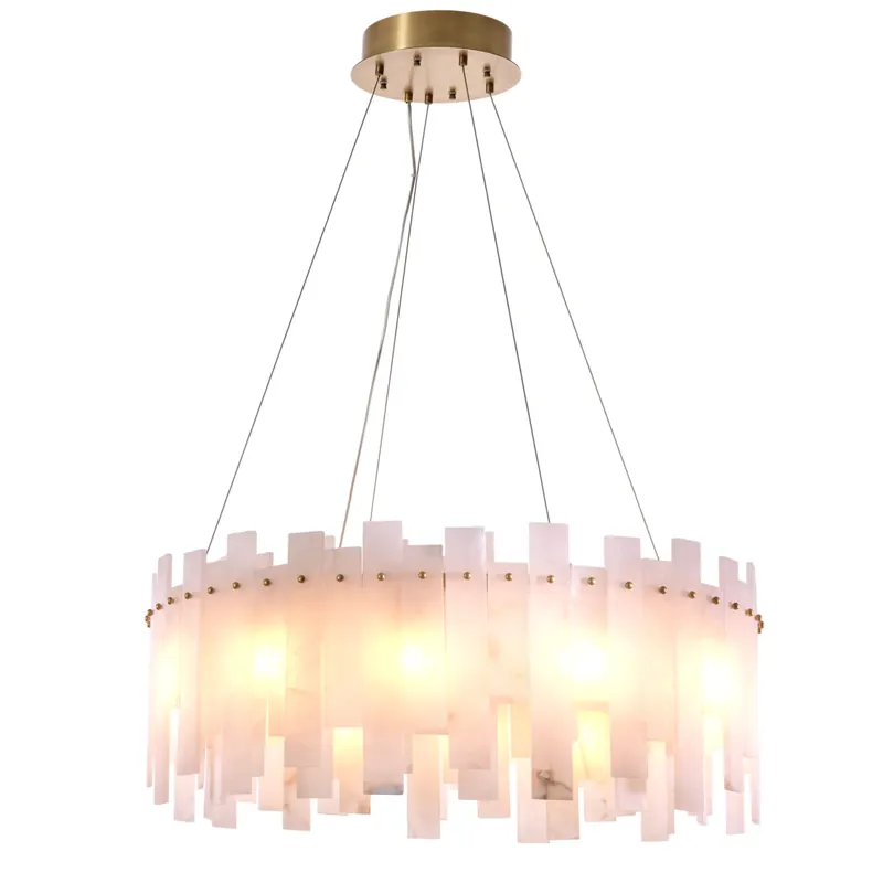 EICHHOLTZ Chandelier Pizzorni Alabaster Antique Brass Neu Im Sortiment