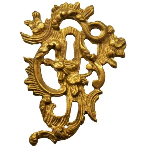Barock Möbelschild 75 x 107mm: Rosette aus Messingguss Bestseller