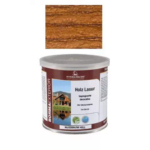 Rabatt Borma Wachs Holzlasur Nussbaum hell 750ml: Hellbraune Lasur mit Tiefenschutz