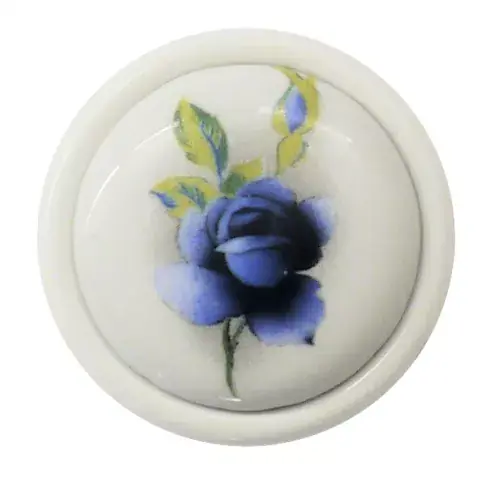 Porzellanknopf Rose blau Motiv Durchmesser 35mm Garantierte Lieferung
