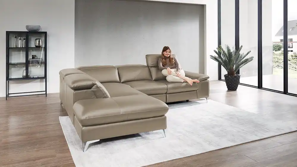 Ecksofa Seahawk mit motorischer Relaxfunktion in Leder Sichere Zahlung
