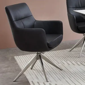 Markenware Dining Esszimmerstuhl Kingsman Move mit Dreh-und Rückholfunktion in Leder/ Stoff Mix