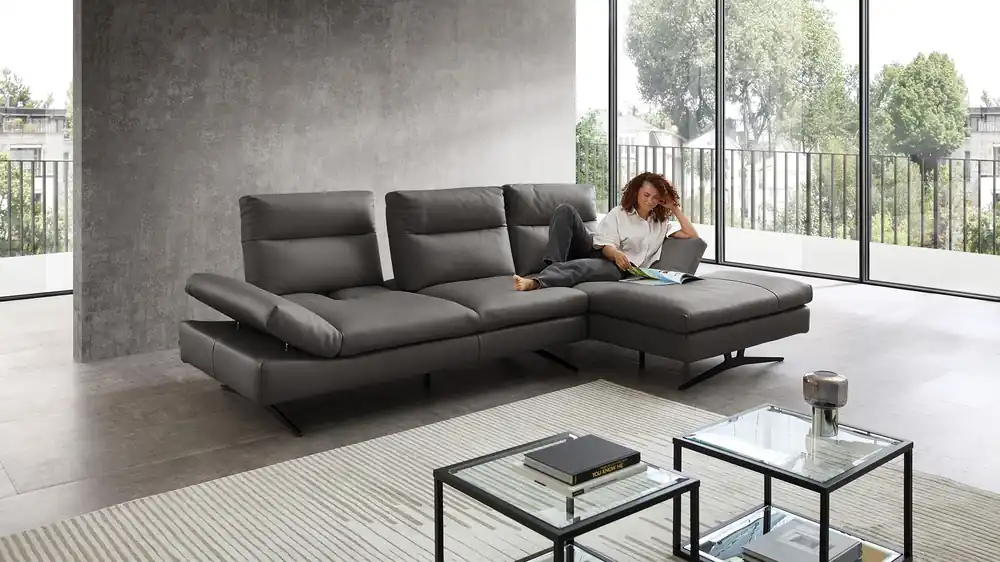 Cuoio Ecksofa Letizia mit manueller Sitztiefenverstellung in Leder Jetzt Kaufen