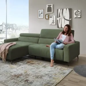 Ecksofa Sunny mit motor. Sitzvorzug in Cord Billig