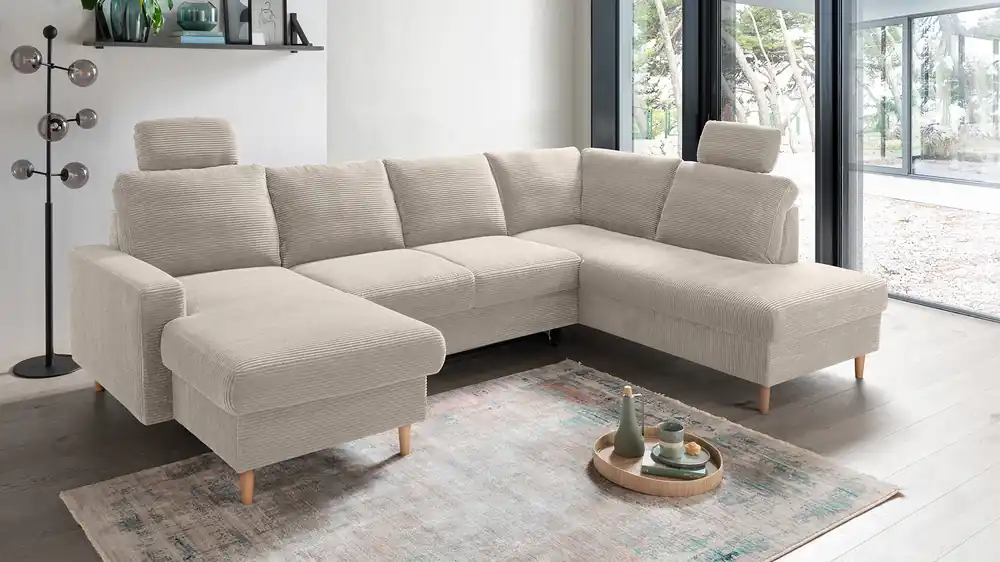 Garantierte Lieferung Wohnlandschaft U-Form Cord