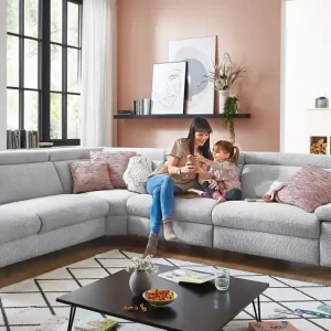 Modulmaster Ecksofa Stoff L-Form Federkern Silver Sofort Bestellen