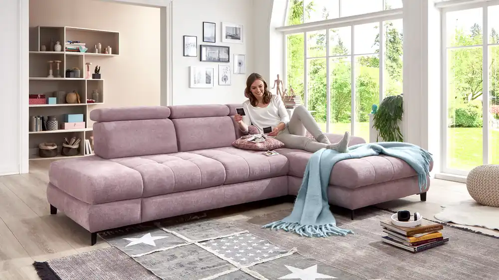 Saisonangebot Stoff Ecksofa mit Federkern und Verstellung