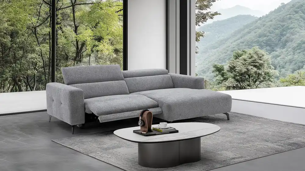 Ecksofa Easy mit motorischer Relaxfunktion in Stoff Nur Heute