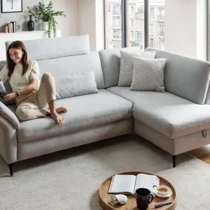 Ecksofa Willa in Trendfarbe silber Heißes Angebot