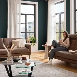Interliving Couchgarnitur IL 4066 mit Fedekernpolsterung in Leder Preisknaller