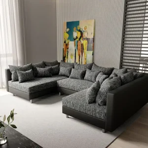 Ausverkauf Wohnlandschaft Clovis Schwarz Modularsofa Modulsystem