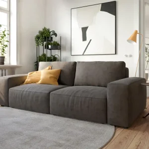 Big-Sofa Lanzo 230x95 cm Mikrofaser Khakibraun Preiswert