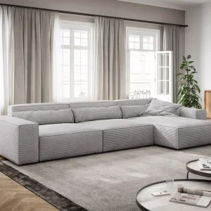 Beliebt Ecksofa Sirpio XL 370x170 cm Cord Silbergrau Recamiere variabel
