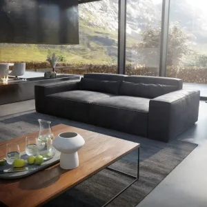 Big-Sofa Sirpio XL 270x130 cm Lederimitat Vintage Anthrazit Preisknaller