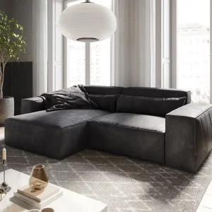 Beliebt Ecksofa Sirpio 230x155 cm Lederimitat Vintage Anthrazit Recamiere variabel