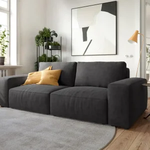 Big-Sofa Lanzo 230x95 cm Mikrofaser Schwarz Saisonangebot