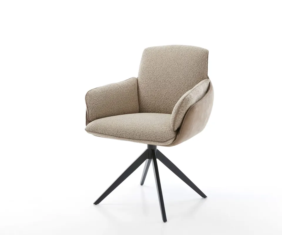 Knallerangebot Drehstuhl Luan-Flex mit Armlehnen Materialmix Schlamm Kreuzgestell breit Schwarz 360° drehbar Wippfunktion