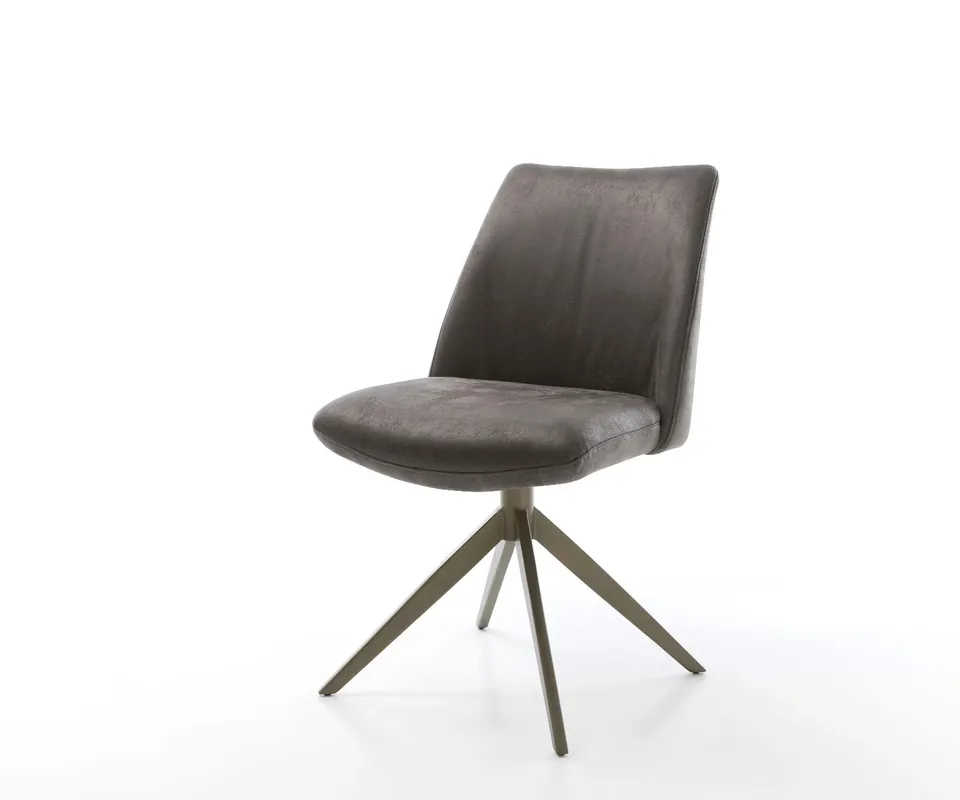 Drehstuhl Elso-Flex Mikrofaser Anthrazit Vintage Kreuzgestell breit Effektfinish Titan 360° drehbar Wippfunktion Taschenfederkern Nur Heute