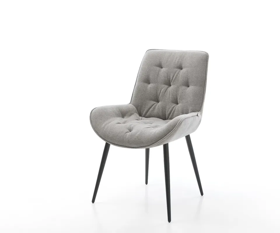 Esszimmerstuhl Taimi-Flex Strukturstoff Soft Grau 4-Fuß konisch Schwarz Beliebt