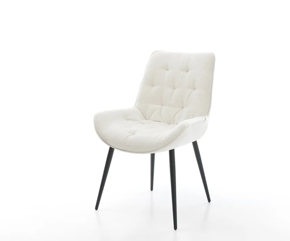 Neuheit Esszimmerstuhl Taimi-Flex Bouclé Soft Beige 4-Fuß konisch Schwarz