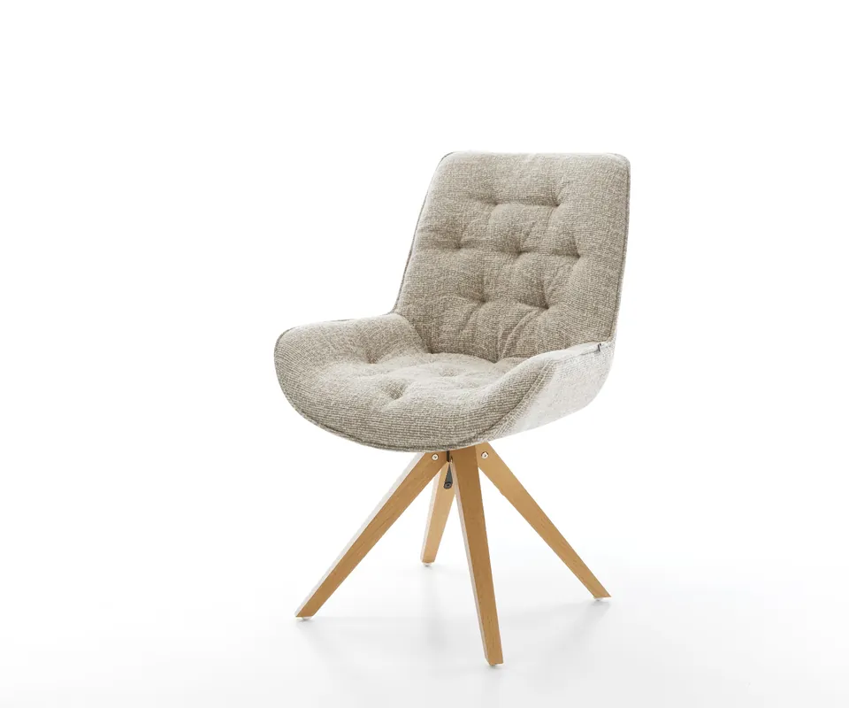 Drehstuhl Taimi-Flex Webstoff Soft Beige Holzgestell kantig Natur 360° drehbar Bestseller