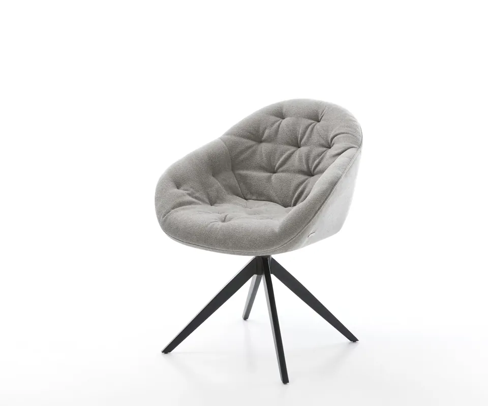 Drehstuhl Gaio-Flex Strukturstoff Soft Grau Kreuzgestell breit Schwarz 360° drehbar Wippfunktion Letzte Chance
