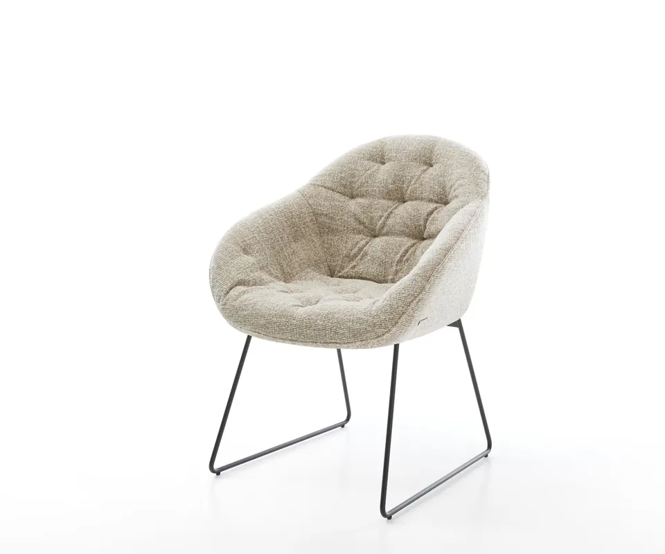 Meistverkauft Esszimmerstuhl Gaio-Flex Webstoff Soft Beige Kufengestell Schwarz