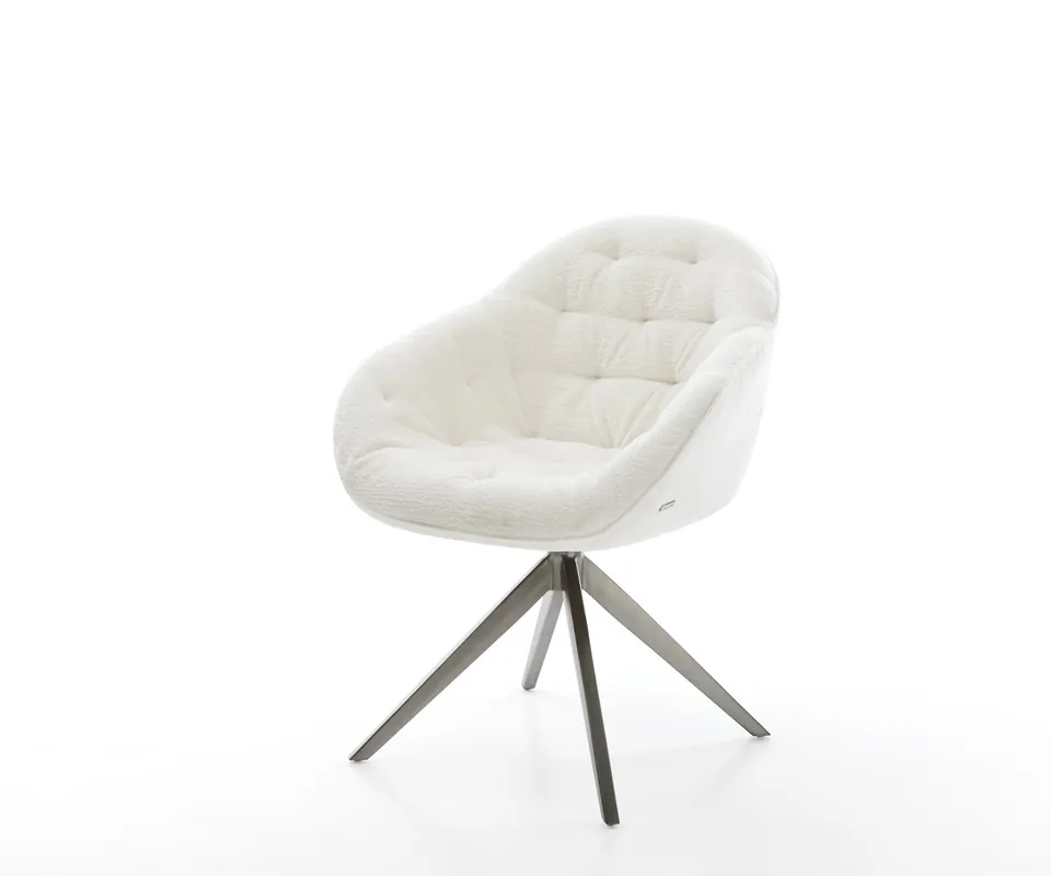 Echt Drehstuhl Gaio-Flex Bouclé Soft Beige Kreuzgestell breit Graphit 360° drehbar Wippfunktion