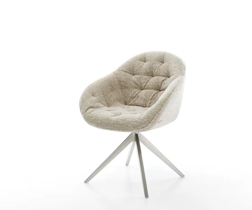 Drehstuhl Gaio-Flex Webstoff Soft Beige Kreuzgestell breit Edelstahl 360° drehbar Wippfunktion Top-Preis