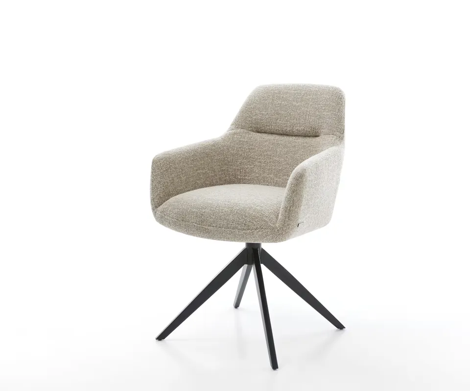 Markenware Drehstuhl Pejo-Flex Webstoff Soft Beige Kreuzgestell breit Schwarz 360° drehbar Wippfunktion Taschenfederkern