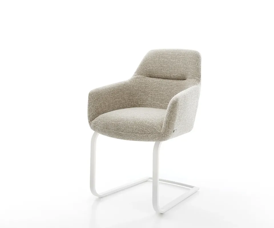 Freischwinger Pejo-Flex Webstoff Soft Beige Freischwinger flach Weiß Taschenfederkern Echt