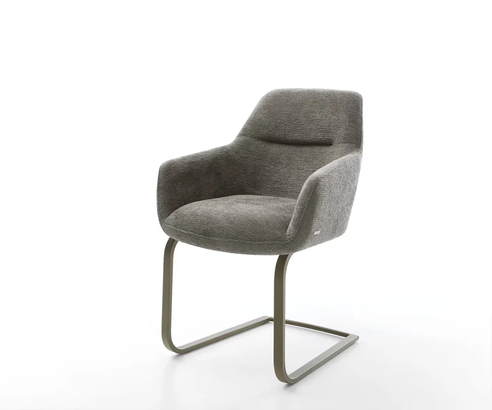 Heißes Angebot Freischwinger Pejo-Flex Bouclé Soft Schlamm Freischwinger flach Effektfinish Titan Taschenfederkern