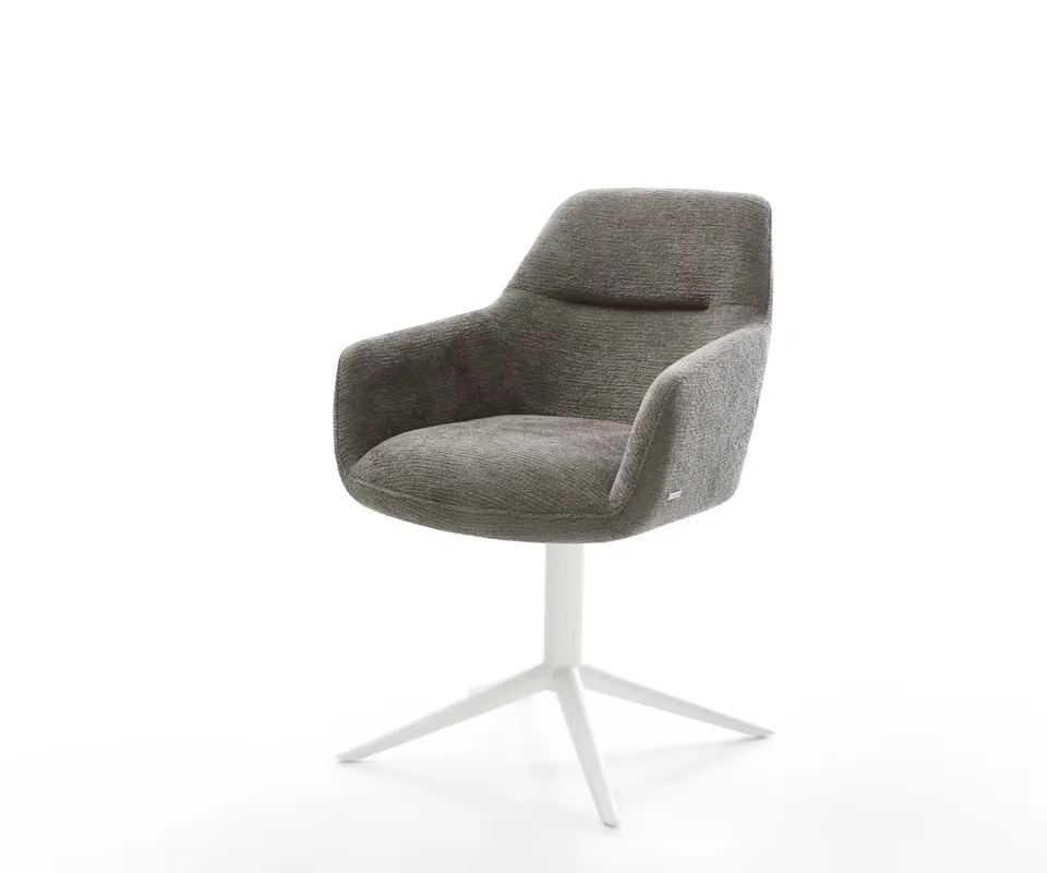 Top-Seller Drehstuhl Pejo-Flex Bouclé Soft Schlamm Fußkreuz Weiß 360° drehbar Wippfunktion Taschenfederkern