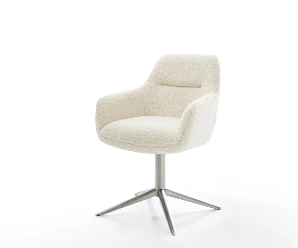 Drehstuhl Pejo-Flex Teddystoff Beige Fußkreuz Edelstahl 360° drehbar Wippfunktion Taschenfederkern Angebot