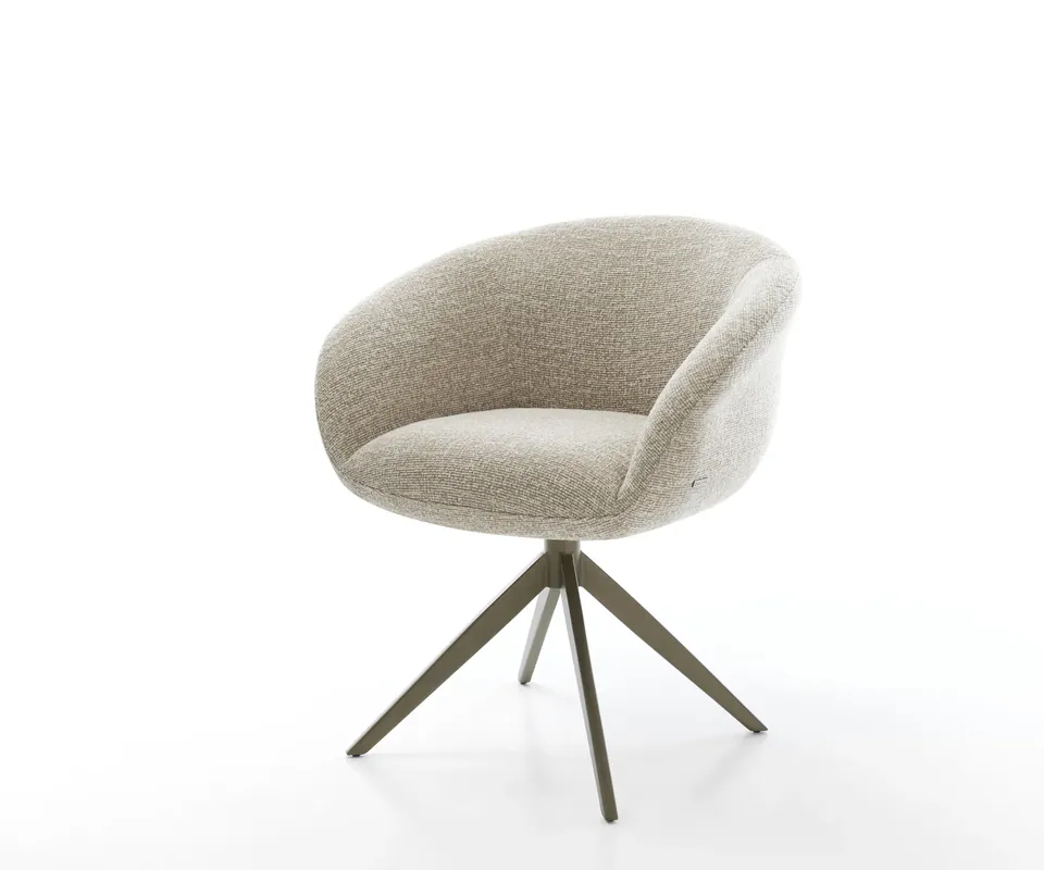 Preisreduziert Drehstuhl Vinka-Flex mit Armlehnen Webstoff Soft Beige Kreuzgestell breit Effektfinish Titan 360° drehbar Wippfunktion Taschenfederkern