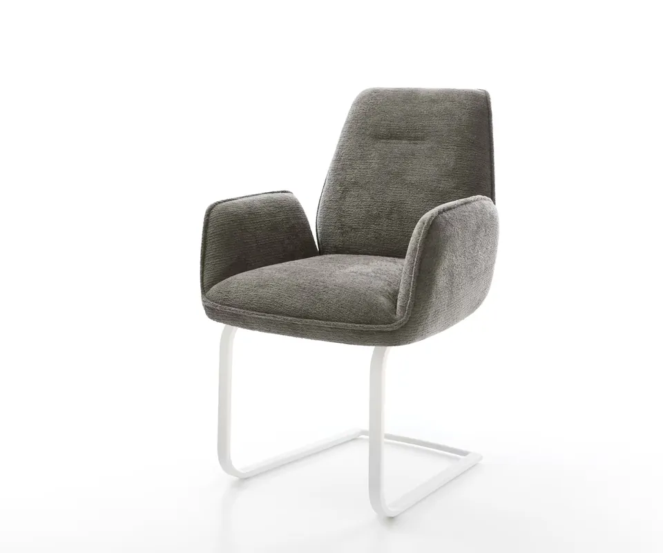 Nur Für Kurze Zeit Freischwinger Zoa-Flex Bouclé Soft Schlamm Freischwinger flach Weiß Taschenfederkern