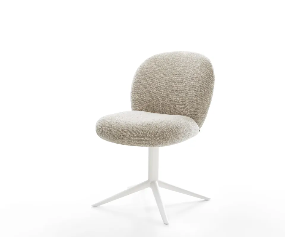 Drehstuhl Nube-Flex Webstoff Soft Beige Fußkreuz Weiß 360° drehbar Wippfunktion Taschenfederkern Begrenztes Angebot